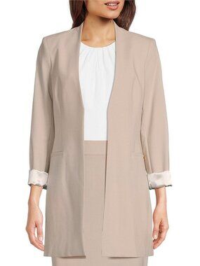CALVIN KLEIN plus open front topper blazer in luggage (16W)